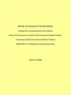 cover image of Proof of Riemann's Hypothesis